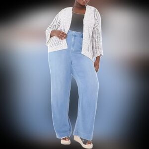 Lane Bryant Soft Loycell/Viscose Wide Leg Jeans Magic Waistband  Light Blue  26